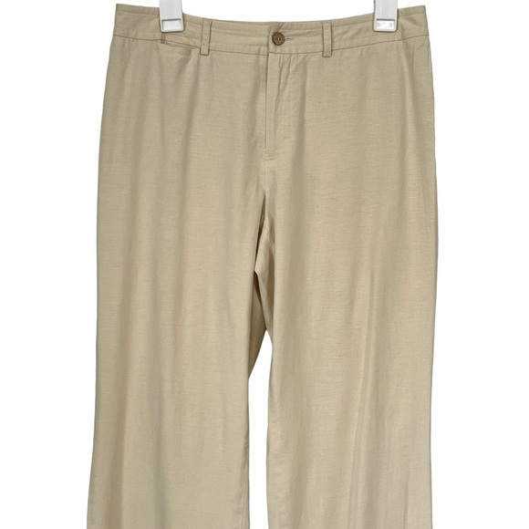 Evelyn Linen-Blend Cream Colored Trousers Size 6 - Picture 3 of 10